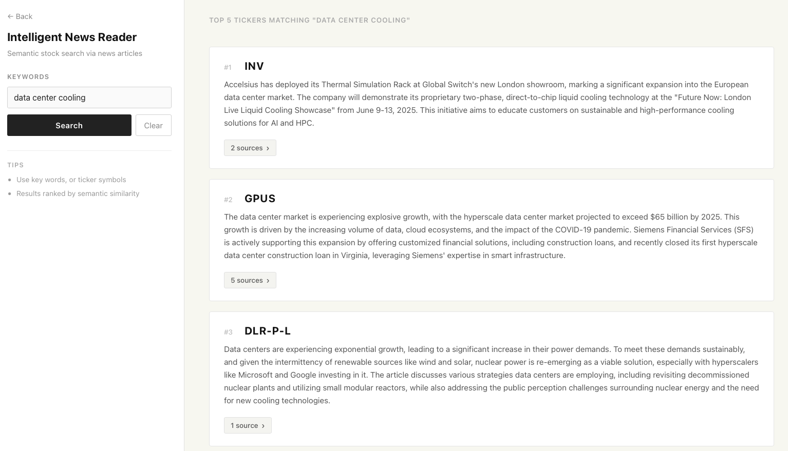 Knotcord Intelligent News Reader - semantic stock search interface